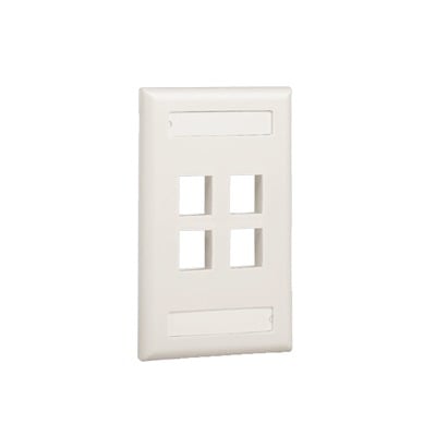 NK4FIWY|Placa de Pared Vertical, Salida Para 4 Puertos Keystone, Con Espacios Para Etiquetas, Color Banco Mate