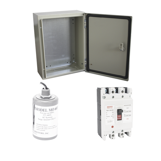 PL063ACA|Kit de Centro de Carga Trifasico Para Corriente Alterna, Breaker de hasta 690 Vc de 63 A con Supresor de Descargas Atmosféricas.