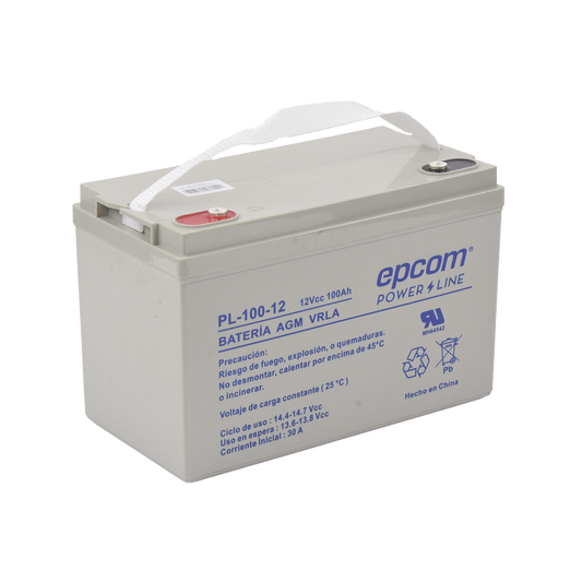 PL-100-12|Batería 12V @ 100 Ah / AGM-VRLA / Uso Aplicacion de Respaldo /Terminales Tipo T12 ( HEX )