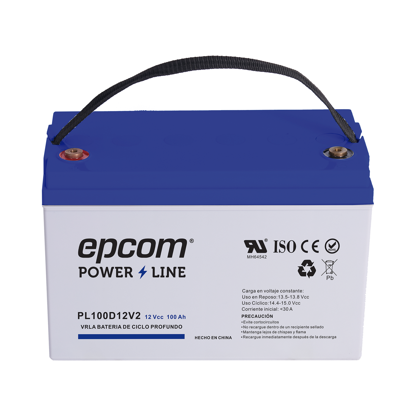PL100D12V2|Batería 12 Vcc / 100 Ah / UL / Tecnología AGM-VRLA / CICLO PROFUNDO / Para uso en aplicaciones fotovoltaicas y de emergencia  / Terminales T4