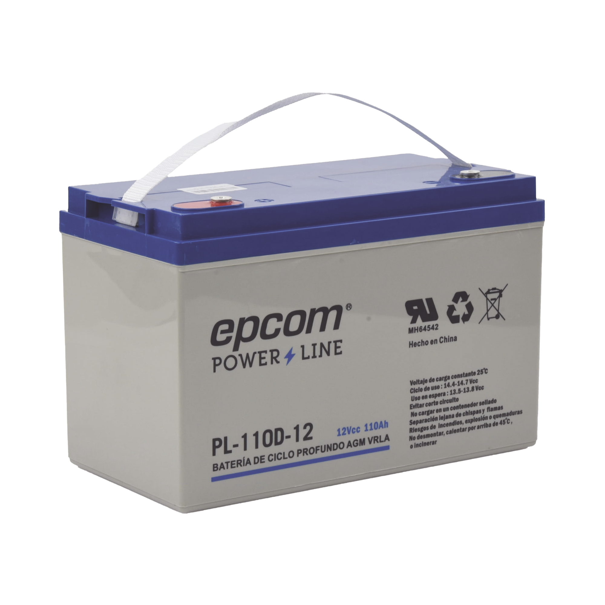 PL-110-D12|Bater?¡a 12 Vcc / 110 Ah / Ciclo Profundo / AGM-VRLA / Uso en Aplicaci??n Fotovoltaica /Terminales Tipo Tornillo HEX M6
