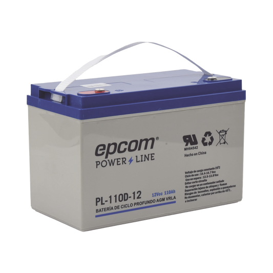PL-110-D12|Bater?¡a 12 Vcc / 110 Ah / Ciclo Profundo / AGM-VRLA / Uso en Aplicaci??n Fotovoltaica /Terminales Tipo Tornillo HEX M6