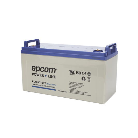 PL120D12V2|Batería 12 Vcc / 120 Ah / UL / Tecnología AGM-VRLA / CICLO PROFUNDO / Para uso en aplicaciones fotovoltaicas y de emergencia  / Terminales T4