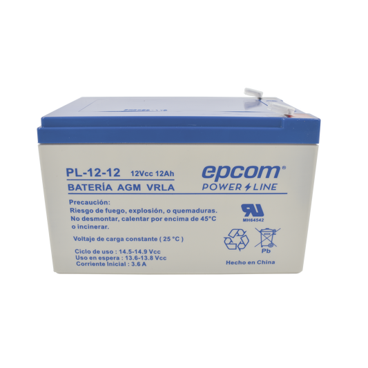PL-12-12|Batería 12 Vcc / 12 Ah / UL / Tecnología AGM-VRLA / Para uso en equipo electrónico Alarmas de intrusión / Incendio/ Control de acceso / Video Vigilancia / Terminales F2 / Cargador recomendado CHR-80.