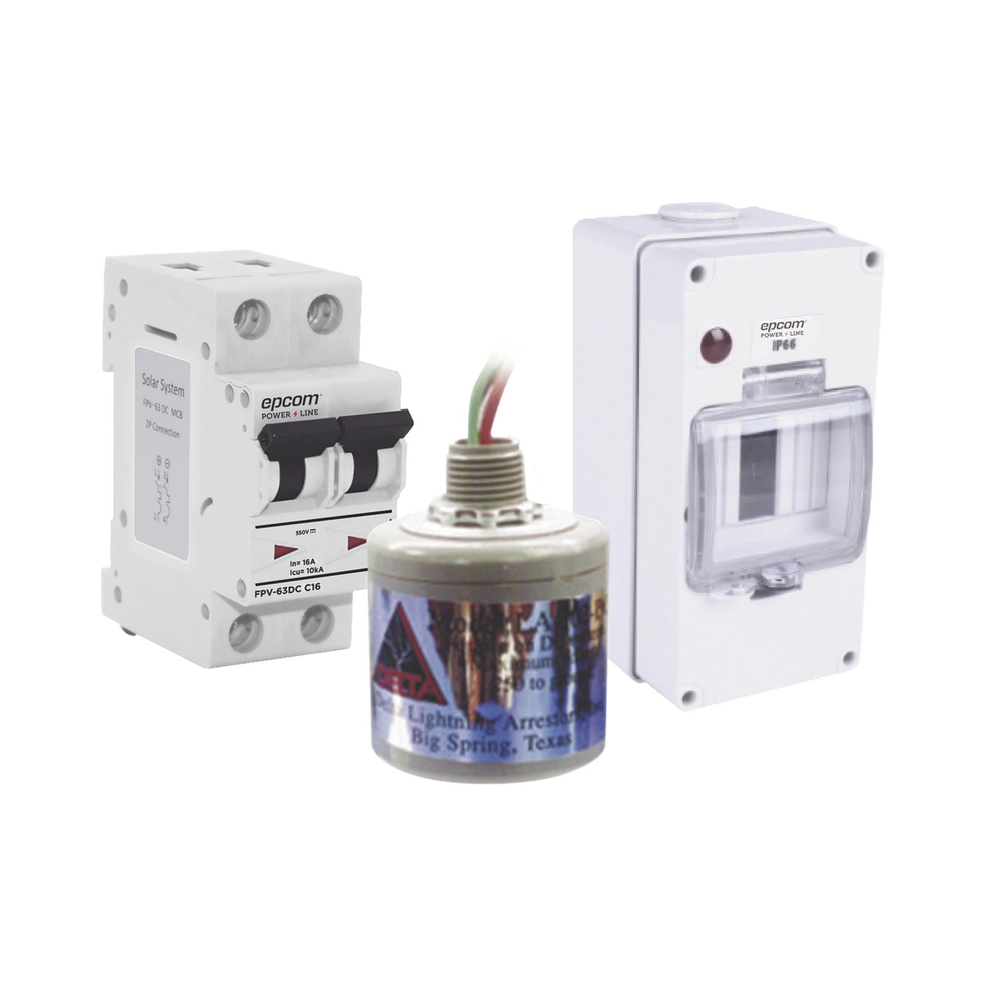 PL16ACD|Kit de Centro de Carga Para Corriente Directa, Breaker de hasta  800 Vcc de 16 A con Supresor de Descargas Atmosf?®ricas.