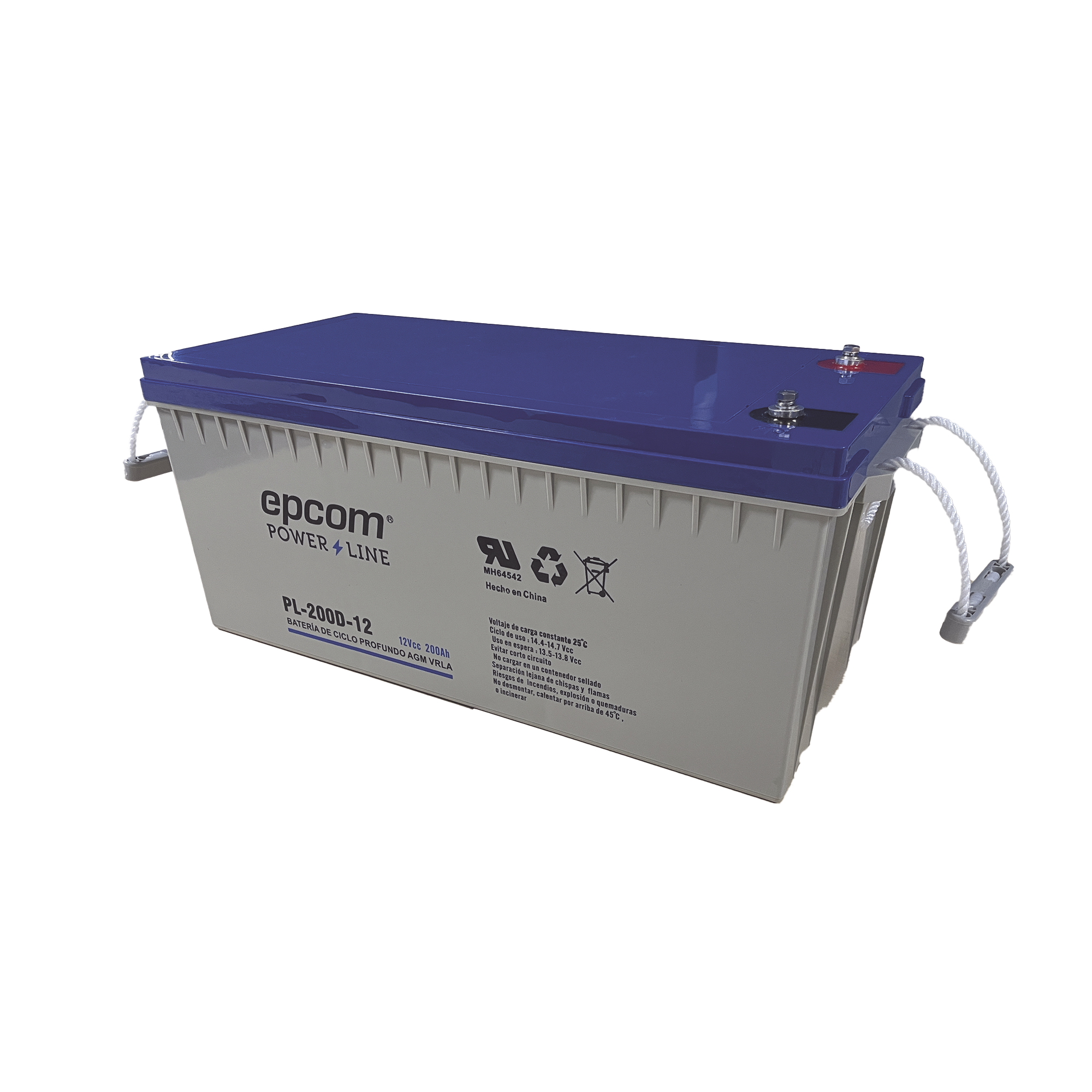 PL200D12|Bater?¡a 12V @ 200 Ah / AGM-VRLA Ciclado Profundo / Uso en Aplicaciones Fotovoltaicas y de Respaldo /Terminales Tipo Tornillo HEX M6