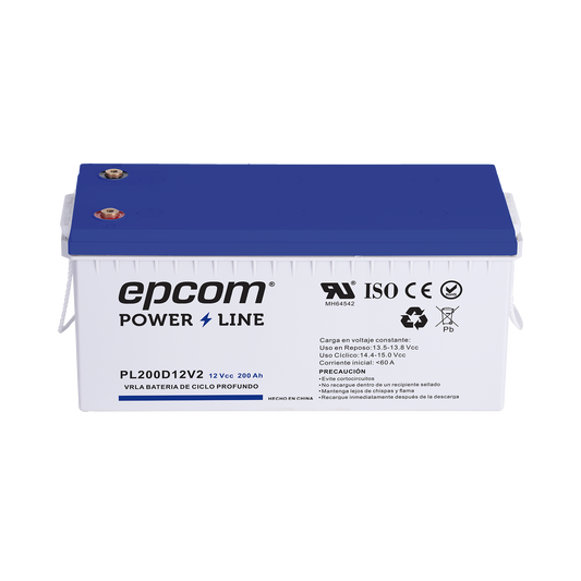 PL200D12V2|Bater?¡a 12 Vcc / 200 Ah / UL / Tecnolog?¡a AGM-VRLA / Ciclo profundo / Para uso en aplicaciones fotovoltaicas y de emergencia  / Terminales T5