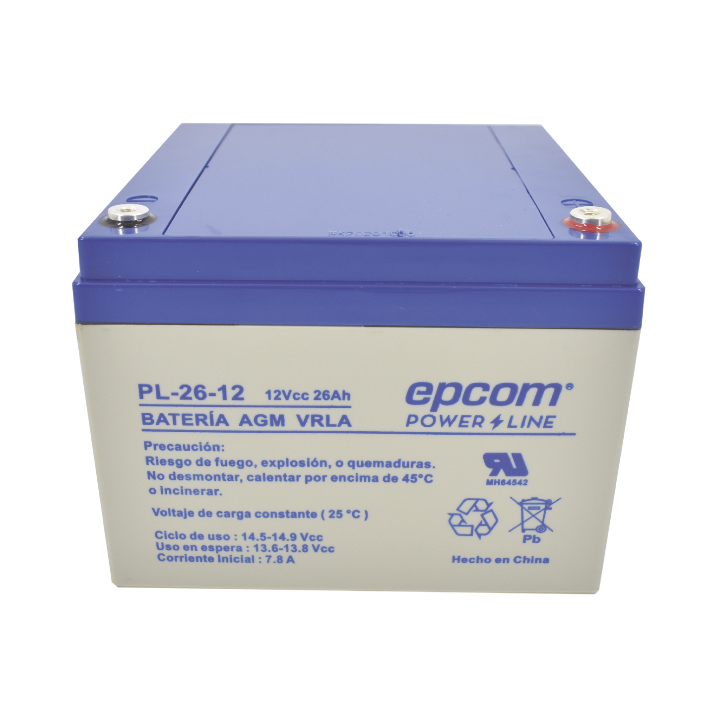 PL-26-12|Batería de respaldo / 12 V, 26 Ah / UL / Tecnología AGM-VRLA / Para uso en equipo electrónico Alarmas de intrusión / Incendio/ Control de acceso / Video Vigilancia / Terminales de tornillo M5 ( HEX ).
