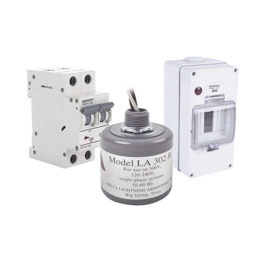 PL32ACA|Kit de Centro de Carga Para Corriente Alterna, Breaker de hasta  400 Vca de 32 A con Supresor de Picos Transitorios.