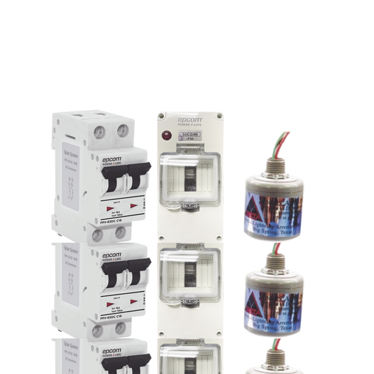 PL63ACD|Kit de Centro de Carga Para Corriente Directa, Breaker de hasta  800 Vcc de 63 A con Supresor de Descargas Atmosf?®ricas.