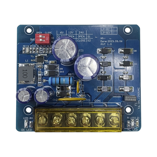 PL-B2|6 o 12  o 24 Vcc @ 2.5 A / Fuente tipo tarjeta/ 1 salida / requiere transformador de entrada  / capacidad de bater?¡as / bater?¡as no incluidas.