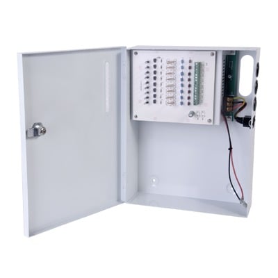 PLK12DC8ABK|Fuente de Poder con ajuste de voltaje de 11- 15 Vcc / 10 A / 9 Salidas / Capacidad de Batería de Respaldo / Requiere Batería / Voltaje de Entrada 96-264 Vca