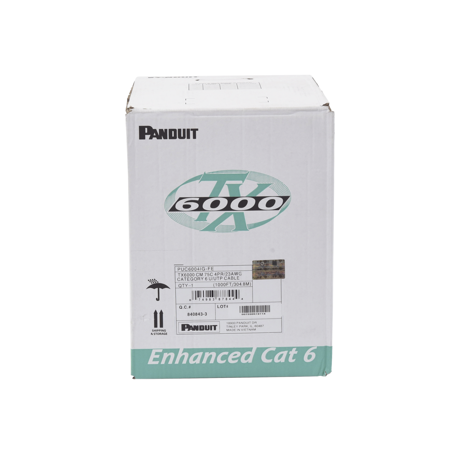 PUC6004IG-FE|Bobina de Cable UTP 305 m. de Cobre, TX6000™ PanNet, Reelex, Gris Internacional, Categoría 6 Mejorado (23 AWG), PVC (CM), de 4 pares