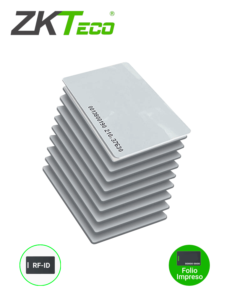 ZKTECO IDCARDN - Paquete de 10 tarjetas  ID 125 Khz / 0.88 mm De grosor / Folio impreso / Modelo A16060006 - ISTEN