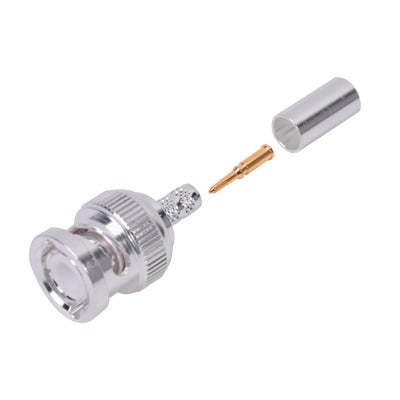 RFB-1106-2ST|Conector BNC Macho de Anillo Plegable para Cable LP-142, LP-195, LMR-195, RG-58/U, RG-142/U, Plata/Oro/Teflón.