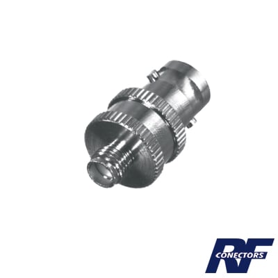 RFB-1142|Adaptador en Línea  de Conector BNC Hembra a SMA Hembra / Radios Portátil Kenwood, Uniden, Níquel/ Oro/ Teflón.