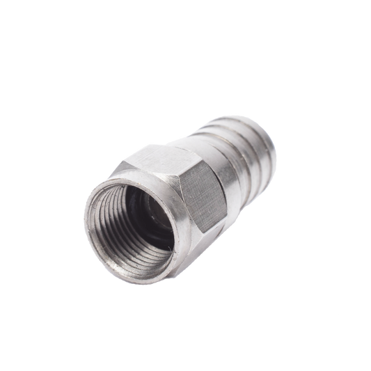 RFF-1402-08|Conector F Macho, 75 Ohm, Plegable para Cable RG-6/U sin pin, Niquel/Polietileno.
