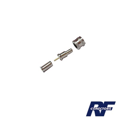 RFU-600-1|Conector Mini UHF Macho, 50 Ohm, de Anillo Plegable para Cables RG-58/U, RG-142/U, Niquel/Oro/Delrin.