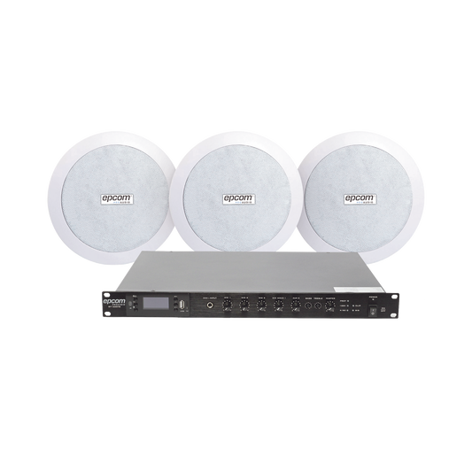SF120DTB/3CS|KIT de Amplificador de 120W para Rack SF120DTB | 3 Altavoces de Plaf??n de 5.5in SF-206P | 3.75 - 30W | Sistema 70/100V