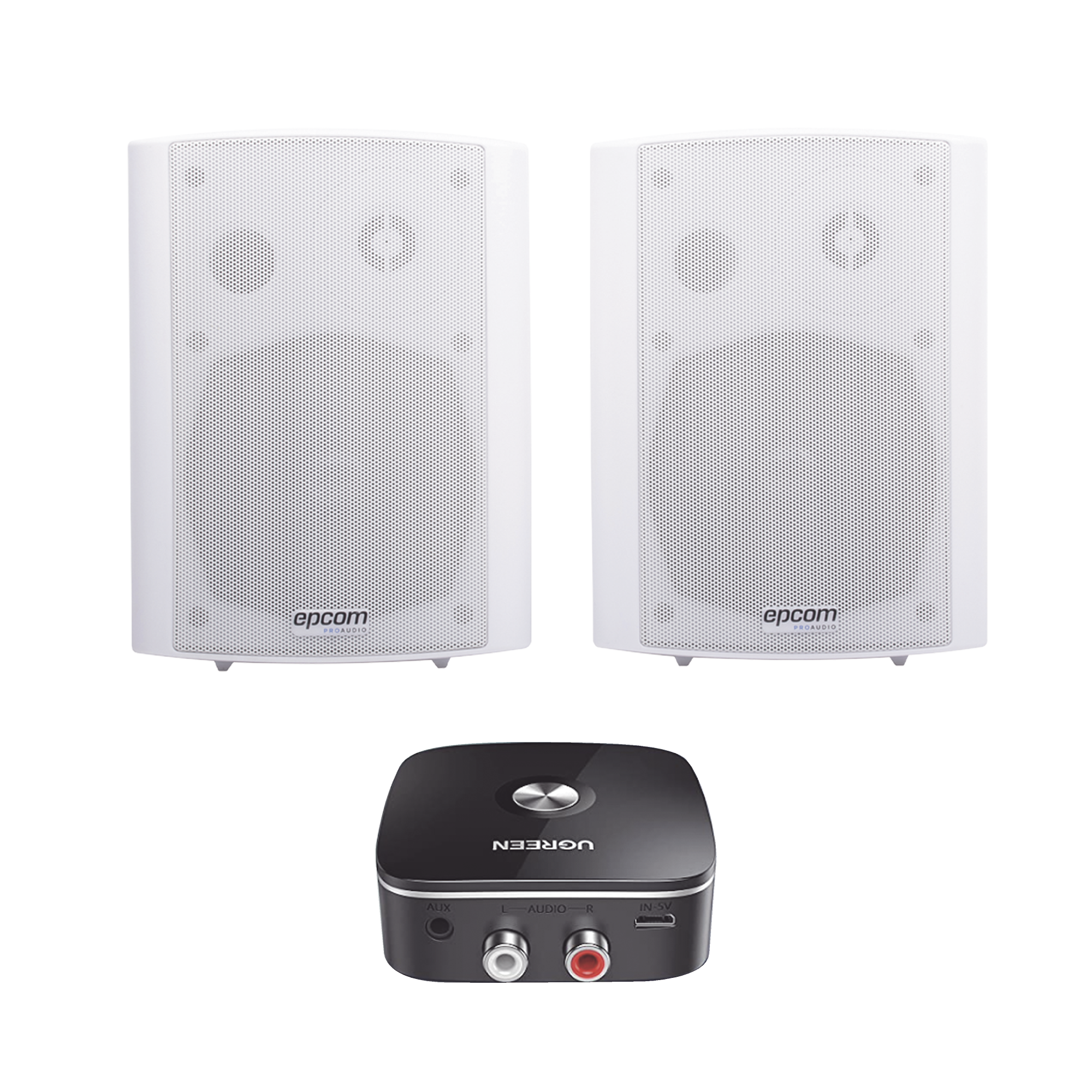 SF775AW/BT|Kit  Altavoces + Modulo Receptor BT | Montaje en Pared | 2x20W RMS | Material ABS y Reja Met?ílica | Bracket de Metal | Color Blanco