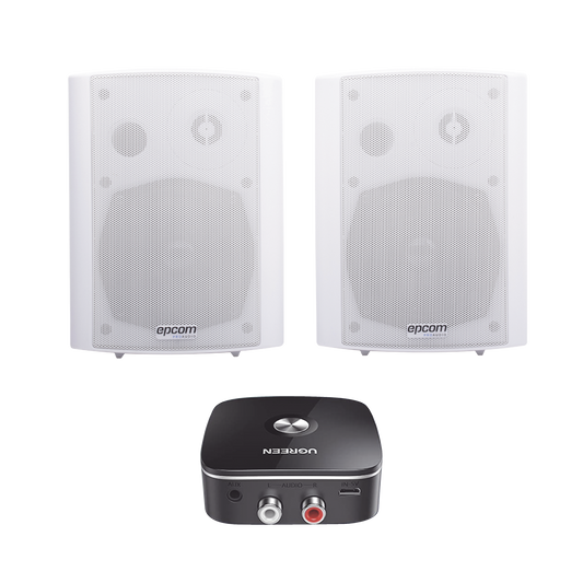 SF775AW/BT|Kit  Altavoces + Modulo Receptor BT | Montaje en Pared | 2x20W RMS | Material ABS y Reja Met?ílica | Bracket de Metal | Color Blanco