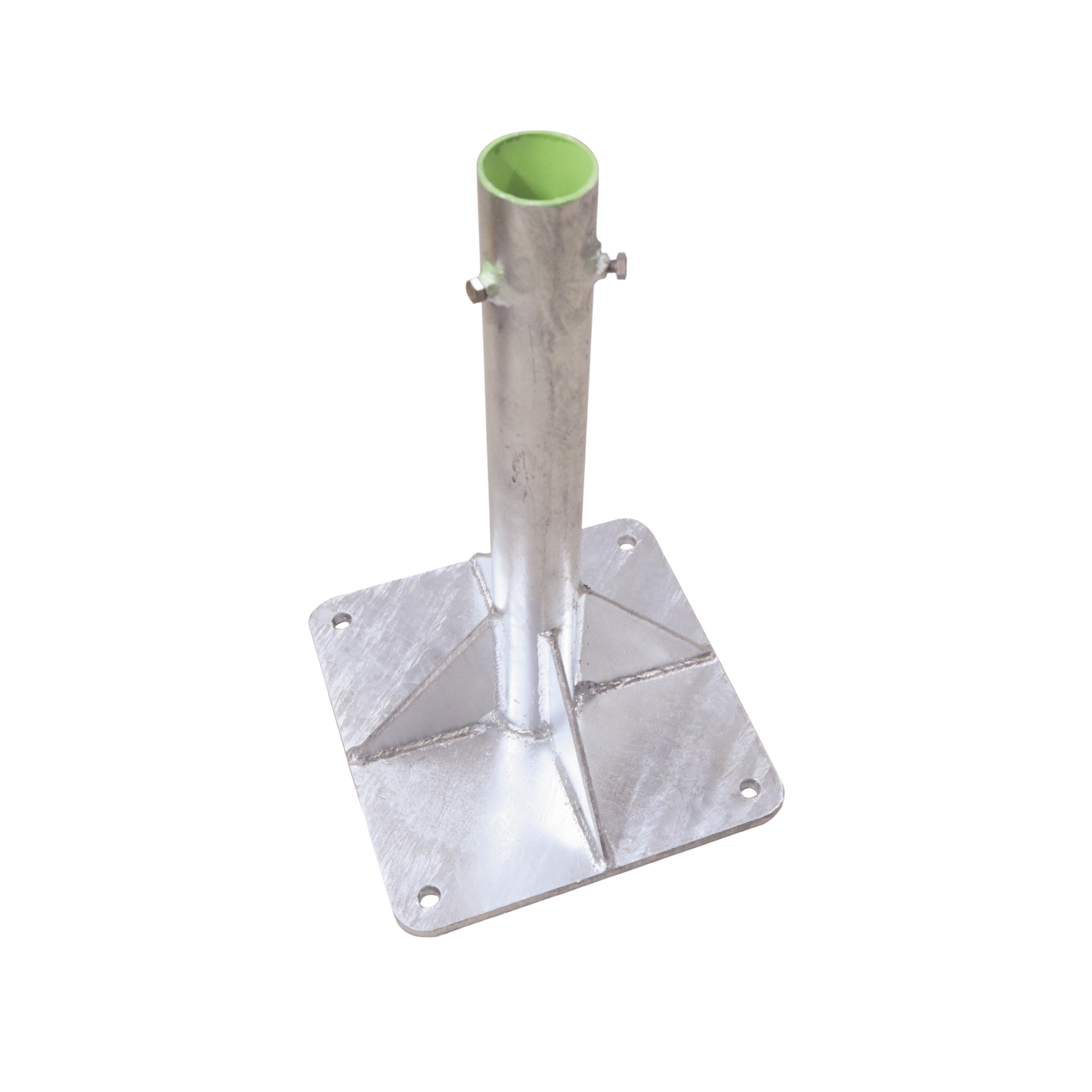 SLM-BA-7G|Base para Mástil Hasta 2" con Opresores, Base de 30 x 30 cm y Tubo de 50 cm Ced. 30. Galv. Inmersión.