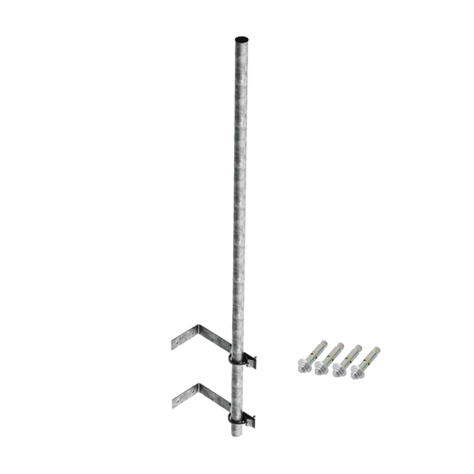 SMR-P1|Mástil de 3 m de 1-1/4" diámetro ced. 30 con Herrajes para Sujeción a Pared.
