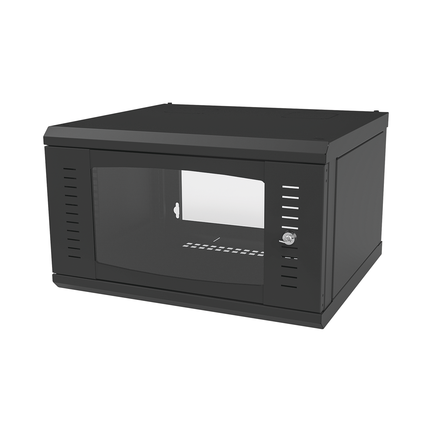 SR-1906-GFP|Gabinete para Montaje en Pared, con Puerta de Cristal Templado, Cuerpo Fijo, con 6 Unidades de Rack, de 19in, Fabricado en Acero