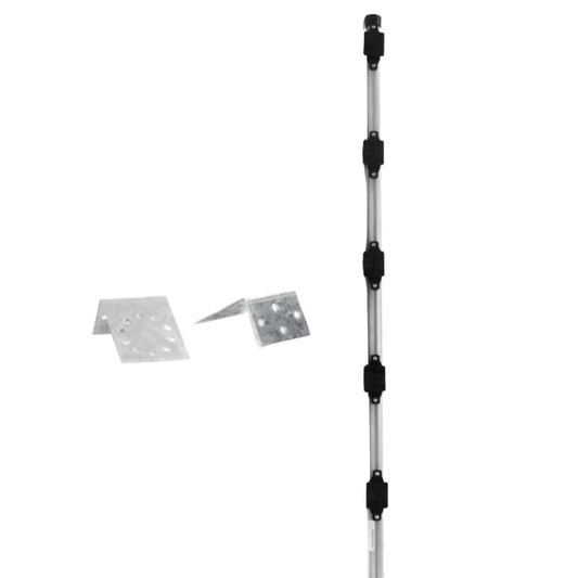 SYS-POST-3-V2|Poste con altura de 1m para cercos eléctricos/ Incluye base multiposicion fabricado 100% con acero galvanizado con 5 aisladores de paso