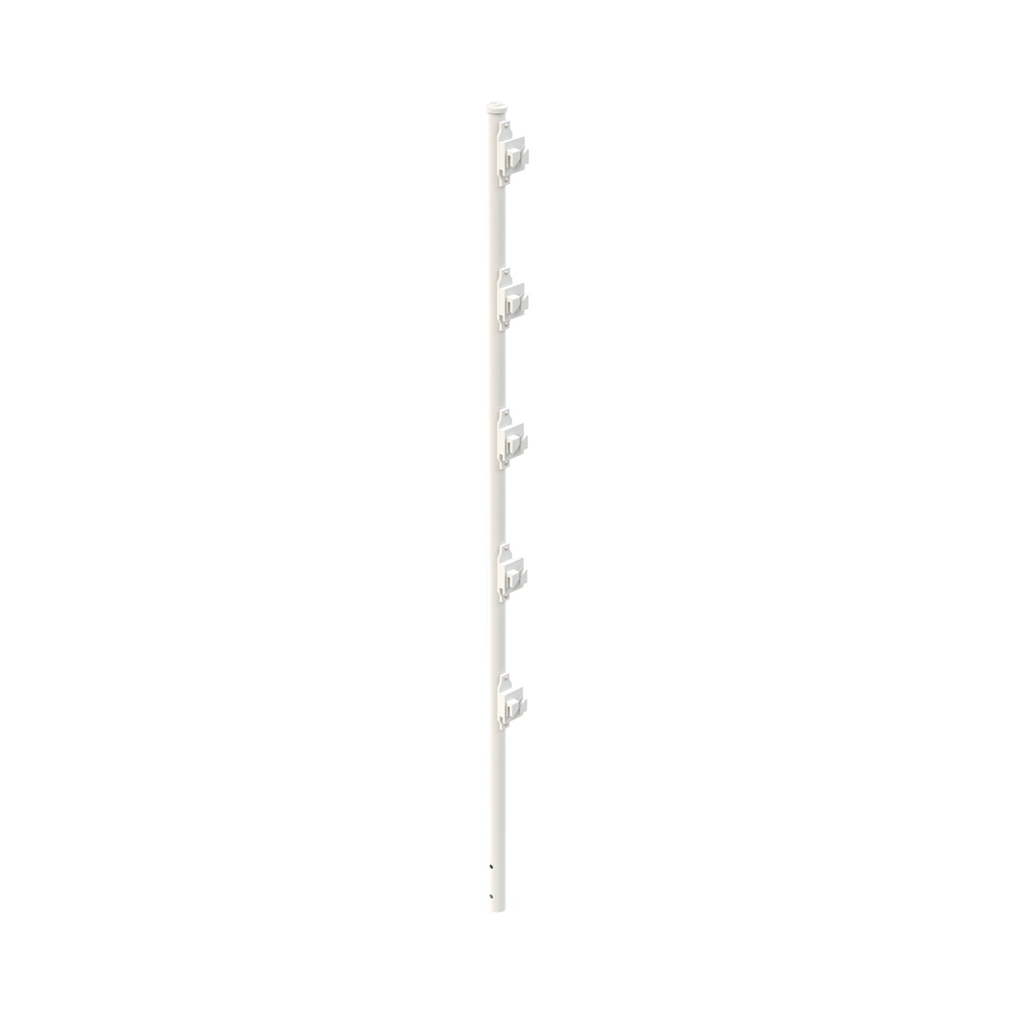 SYS-POST-3W|Poste con 5 Aisladores de PASO  para Cerca Electrificada. Tubo Galvanizado de 1.2m, cal. 18 de 1" Diam. + Pintura Blanca Aplicación en Polvo.