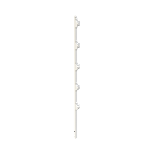 SYS-POST-3W|Poste con 5 Aisladores de PASO  para Cerca Electrificada. Tubo Galvanizado de 1.2m, cal. 18 de 1" Diam. + Pintura Blanca Aplicación en Polvo.