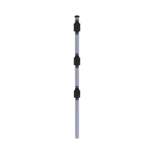 SYS-POST-7|Poste de Paso de 0.75m para Cerca Electrificada. Tubo Galvanizado cal. 18 de 1"Diam. con Tapón y 3 Aisladores Instalados.