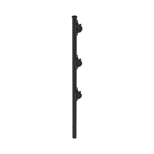 SYS-POST-7B|Poste de Paso Negro de 0.75m para Cerca Electrificada. Tubo Galvanizado cal. 18 de 1"Diam. con Tapón y 3 Aisladores Instalados.