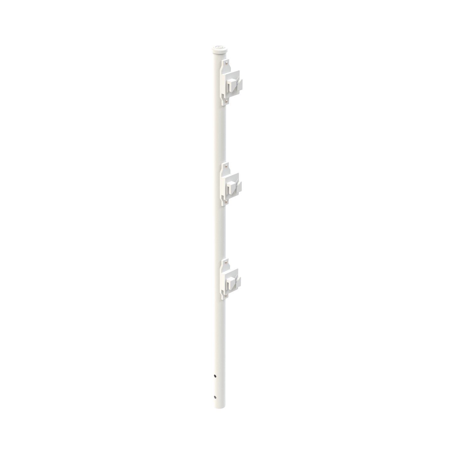 SYS-POST-7W|Poste de Paso Blanco de 0.75m para Cerca Electrificada. Tubo Galvanizado cal. 18 de 1"Diam. con Tapón y 3 Aisladores Instalados.