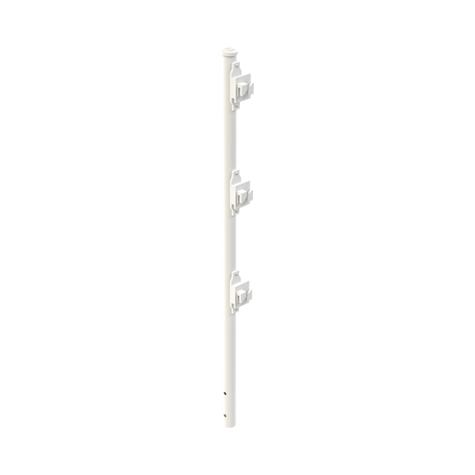 SYS-POST-7W|Poste de Paso Blanco de 0.75m para Cerca Electrificada. Tubo Galvanizado cal. 18 de 1"Diam. con Tapón y 3 Aisladores Instalados.