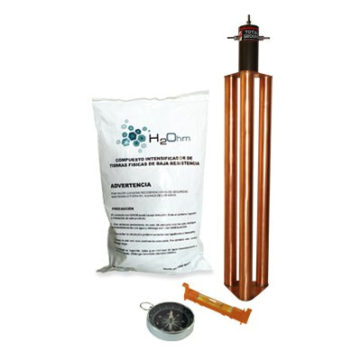 TG-100-AB|Kit de Puesta a Tierra de 100 Amperes con Electrodo, Filtro y Compuesto H2Ohm.