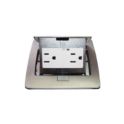 TH-MC-PC|Mini caja de piso rectangular en acero inoxidable con 2 contactos eléctricos (11000-21201)