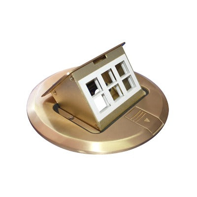 TH-MCPD-B|Mini caja de piso redonda para datos o conectores tipo Keystone, color bronce (3 contactos) (11000-12102)