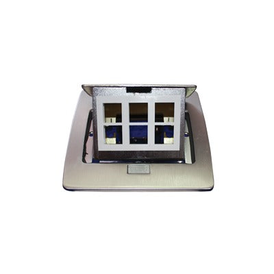 TH-MC-PD|Mini caja de piso rectangular para datos y conectores tipo Keystone, Color y material en acero inoxidable (3 puertos) (11000-21202)