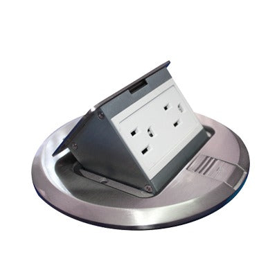 TH-MCPR-A|Mini caja de piso redonda acero inoxidable (2 contactos) (11000-12201)
