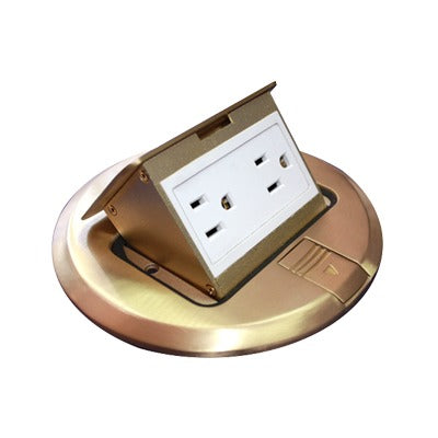 TH-MCPR-B|Mini caja de piso redonda de 2 contactos color bronce (11000-12101)
