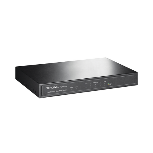 TL-R470T|Router Balanceador de Carga Multi-Wan, 1 puerto LAN 10/100 Mbps, 1 puerto WAN 10/100 Mbps, 3 puertos Auto configurables LAN/WAN, Sesiones Concurrentes 10,000 para Peque??a Oficina