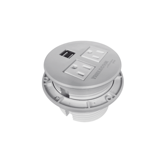 TMC-E2-USB-2N|Multicontactos / USB empotrable color blanco, no incluye cable de poder
