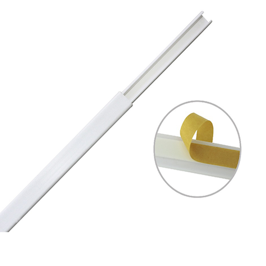TMK-0812-CC|Canaleta color blanco de PVC auto extinguible, de una v?¡a, 12 x 8 mm tramo de 6 pies con cinta adhesiva (5000-21252)