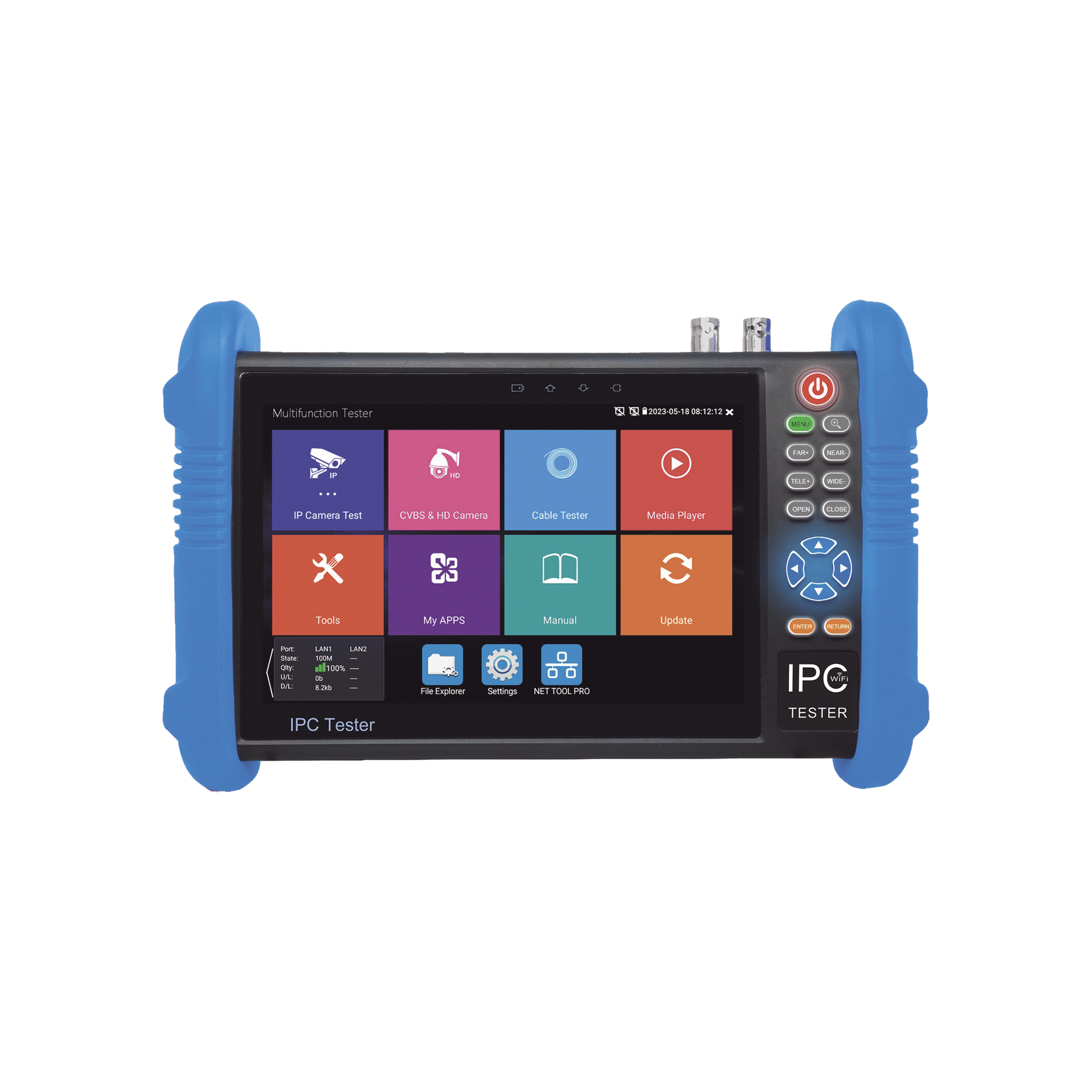 TPTURBO8K|Probador de V?¡deo Android con Pantalla LCD de 7" para IP ONVIF / HD-TVI (8MP), HD-CVI (8MP) y AHD (5MP) / Wi-Fi, Scanner IP, WiFi, entrada HDMI