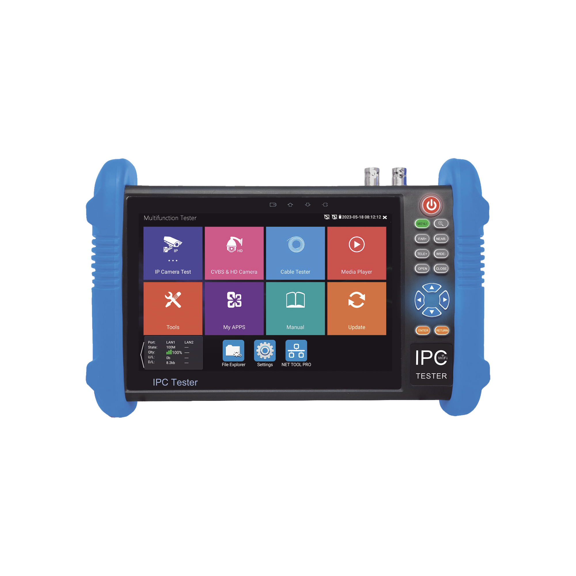 TPTURBO8K|Probador de V?¡deo Android con Pantalla LCD de 7" para IP ONVIF / HD-TVI (8MP), HD-CVI (8MP) y AHD (5MP) / Wi-Fi, Scanner IP, WiFi, entrada HDMI