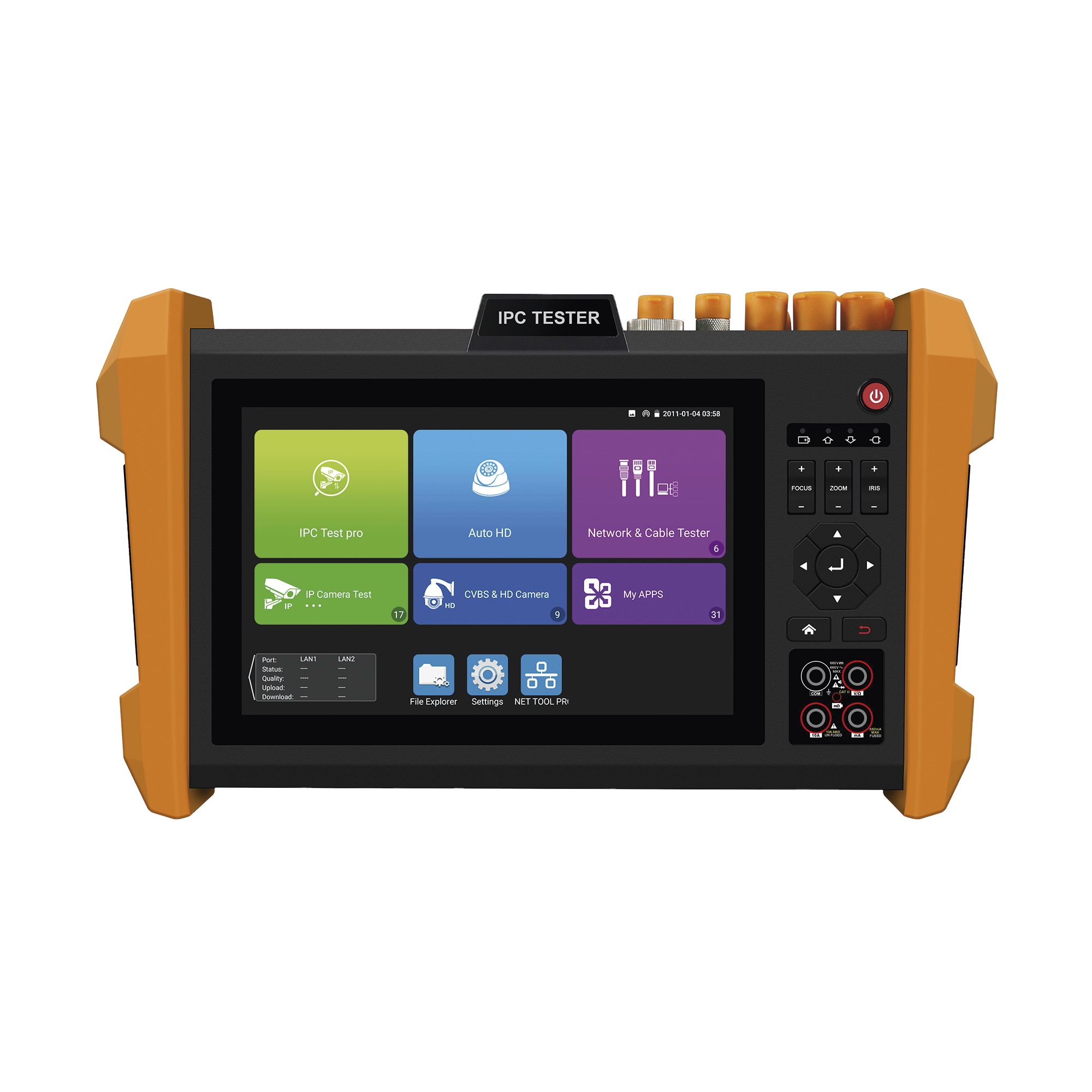 TPTURBO8KPLUS|Probador de V?¡deo con Pantalla LCD de 7" para IP ONVIF / 8MP TVI + 8MP CVI + 8MP AHD + SDI/EX?SDI + Mult?¡metro + Cable TDR / Prueba de Red de Fibra ?ôptica + Medidor de Distancia Laser + C?ímara Integrada