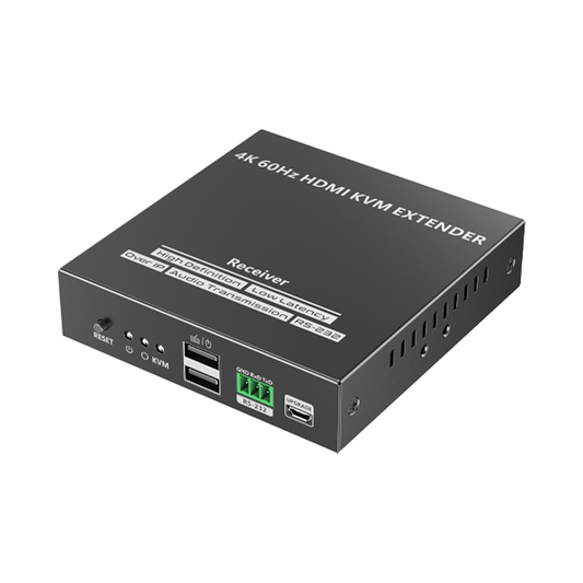 TT582KVM-RX|Receptor Compatible para Kit TT582-KVM |4K @60Hz | Cat 6, 6a y 7 |  hasta 150 metros | Transmite el Video y Controla tu DVR vía USB a distancia