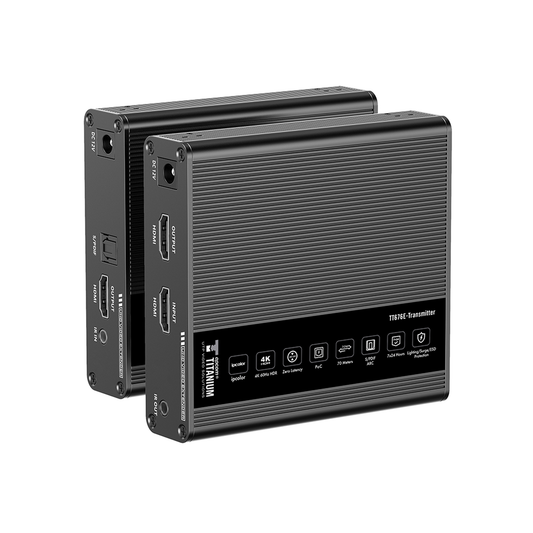 TT-676E|Kit Extensor HDMI para distancias de 70 metros / Resoluci??n 4K x 2K@ 30 Hz/ Cat 6, 6a y 7 / IPCOLOR / CERO LATENCIA / SIN COMPRIMIR / Uso 24/7 / Puerto S/PDIF / Soporta ARC / Salida Loop / Alimente solo el Tx (PoC) / Control IR
