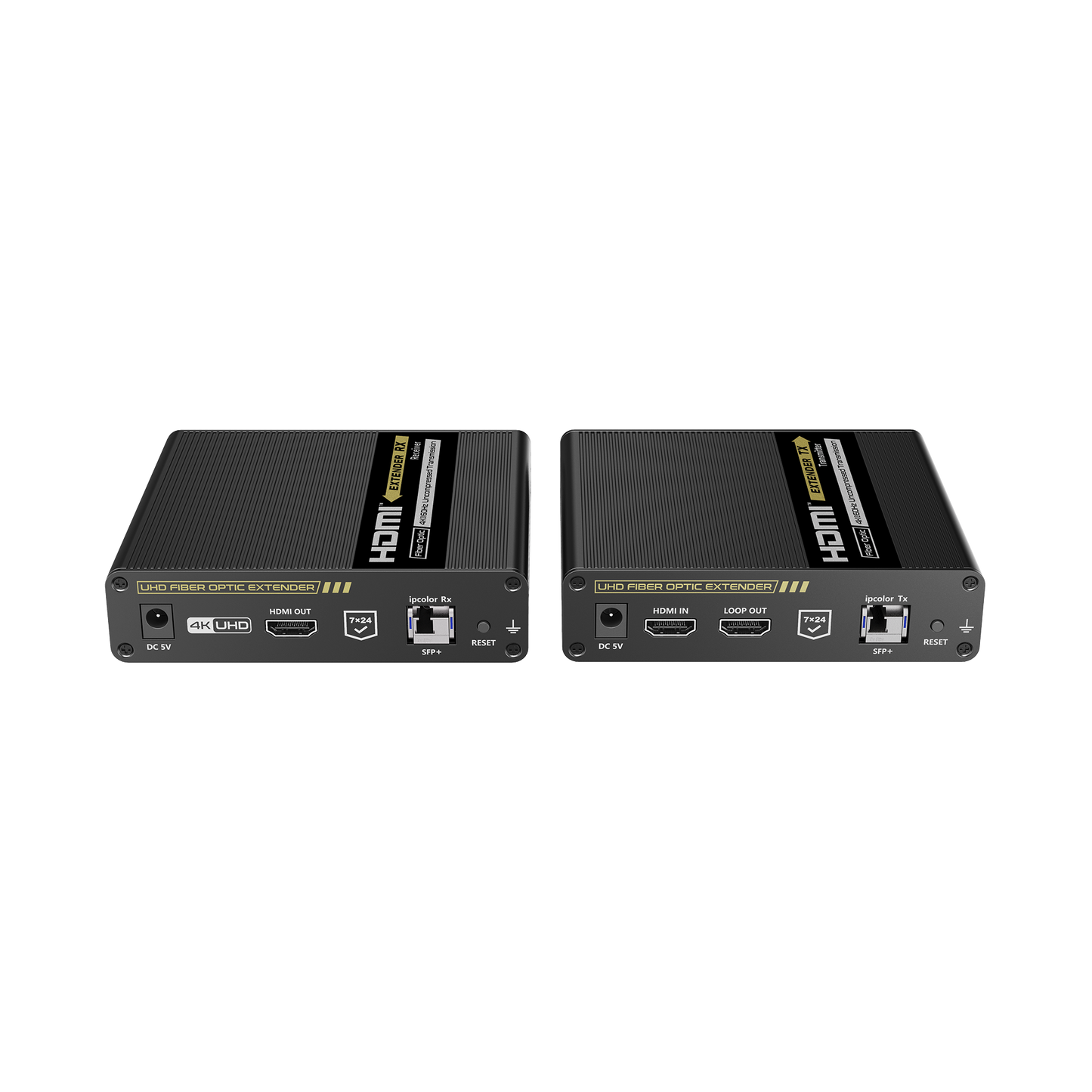 TT993|Kit Extensor HDMI por FIBRA ÓPTICA 10G a 40 Km / Resolución 4K@60Hz/ Monomodo (SMF) / IPCOLOR PIXEL / Cero Latencia/ Sin Comprimir / S/PDIF / ARC / RS-232 / Salida Loop / Transceptores Ópticos (GBIC) Incluidos / IR bidireccional.